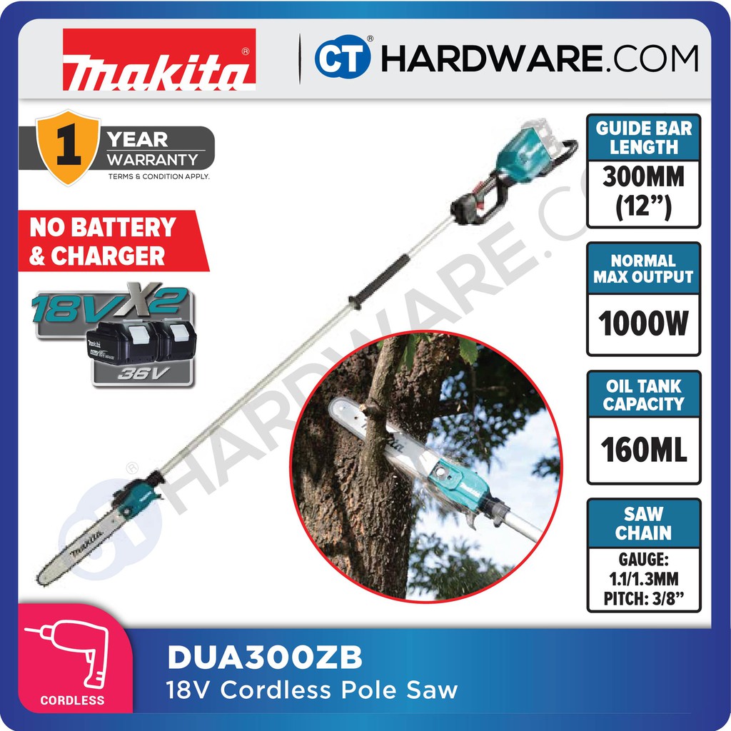 MAKITA DUA300ZB CORDLESS POLE SAW WITHOUT BATTERY CHARGER 18Vx2