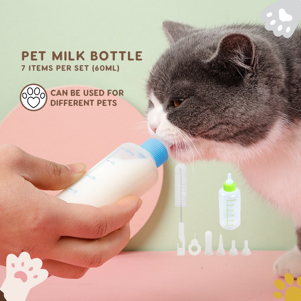 Pet Feeding Bottle Puppy Kitten Nursing Bottle Set Baby Animals 60ml