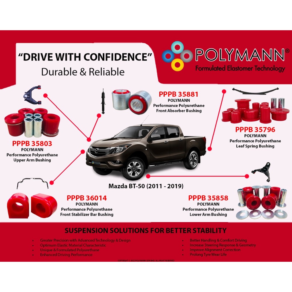 Polymann Mazda BT50 (2011 - 2019) Lower, Upper, Front Absorber ...