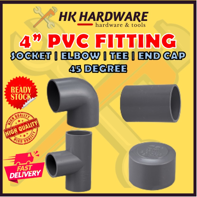 PVC PIPE FITTING 4" INCH BARANG PVC PAIP 4 INCI SOCKET ELBOW TEE END