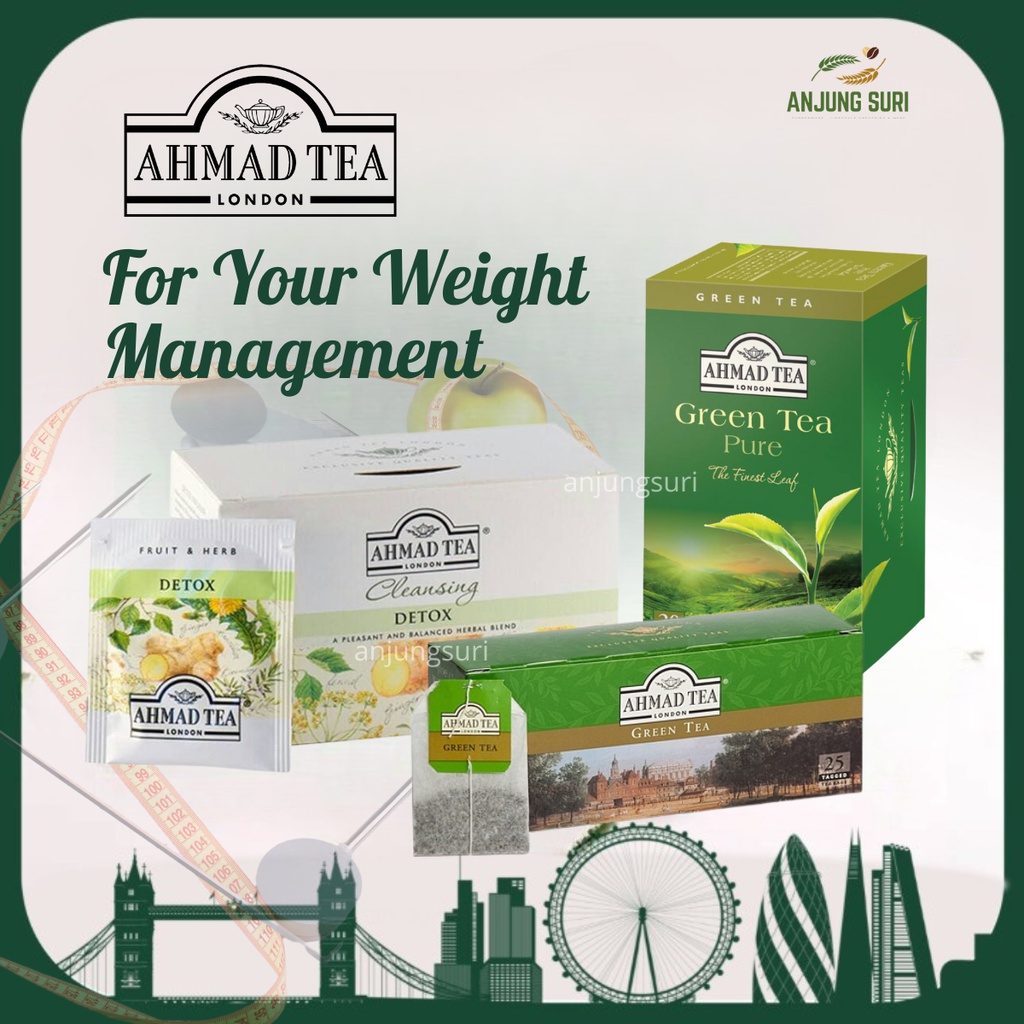 Ahmad Tea London Detox Loss Weight Green Tea Jasmine Darjeeling English