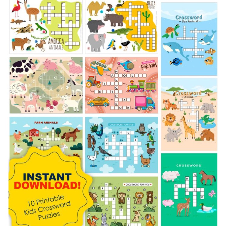 Printable Worksheet Kids Crosswords Puzzle_Kids Activities Shopee