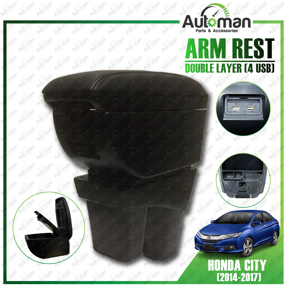 Honda City 2014 2017 Premium 4 Ports USB Double Layer Arm Rest