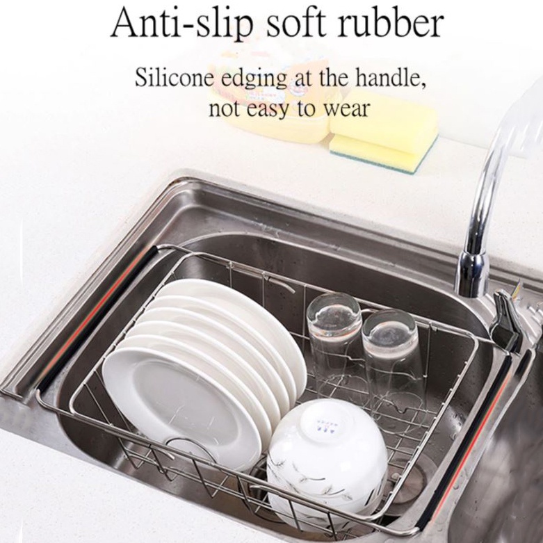 Sink Drainer Expandable Dish Drying Rack Dish Drainer Basket Bakul Rak ...