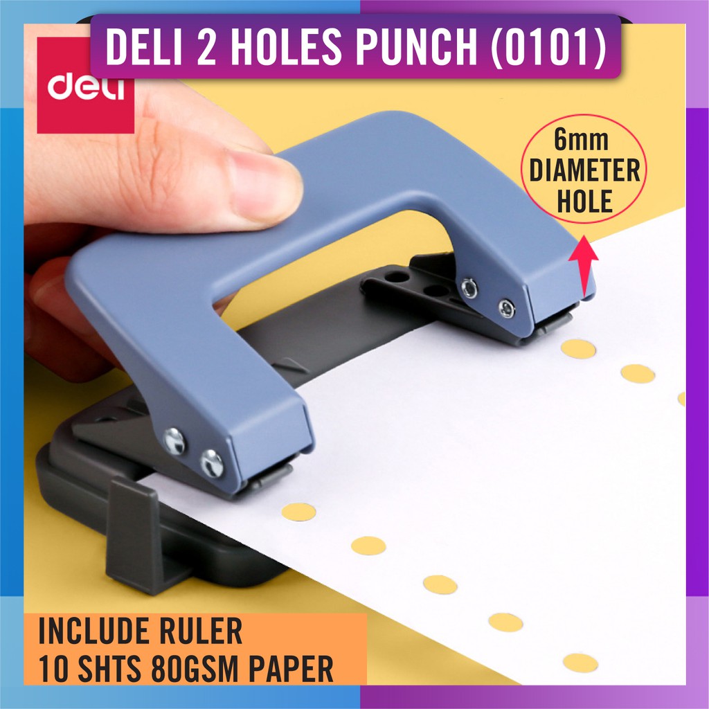 Deli 2 Hole Puncher 10 Sheet Capacity / Lock System, Adjustable Ruler ...
