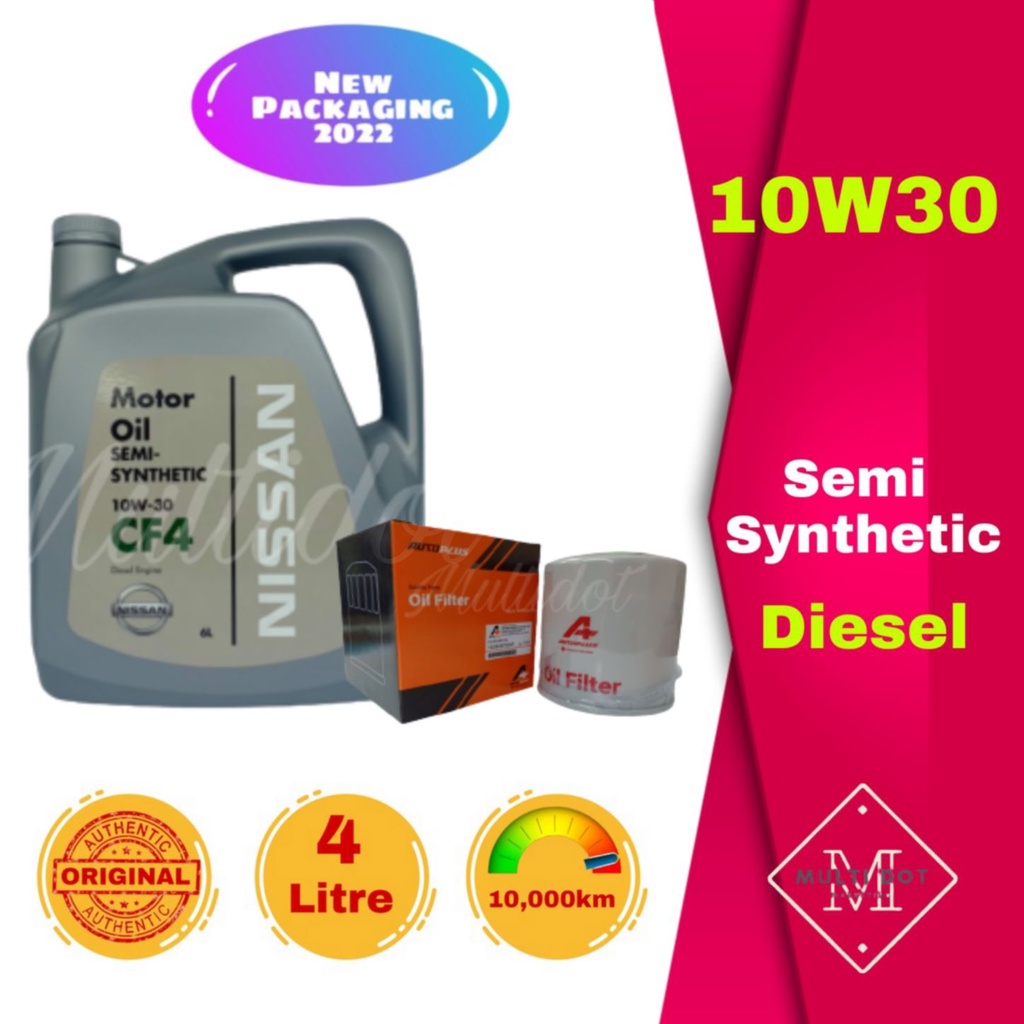 Nissan Engine Oil (Diesel) Semi Synthetic 10W30 6L + Oil Filter Service