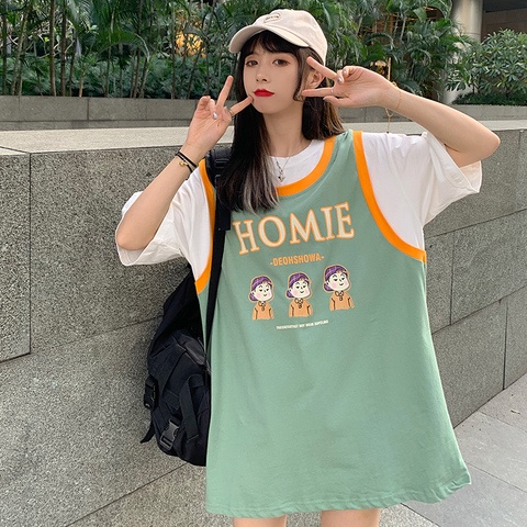 Fake Two-piece Basketball Short-sleeved T-shirt 2022 New Korean Style ...