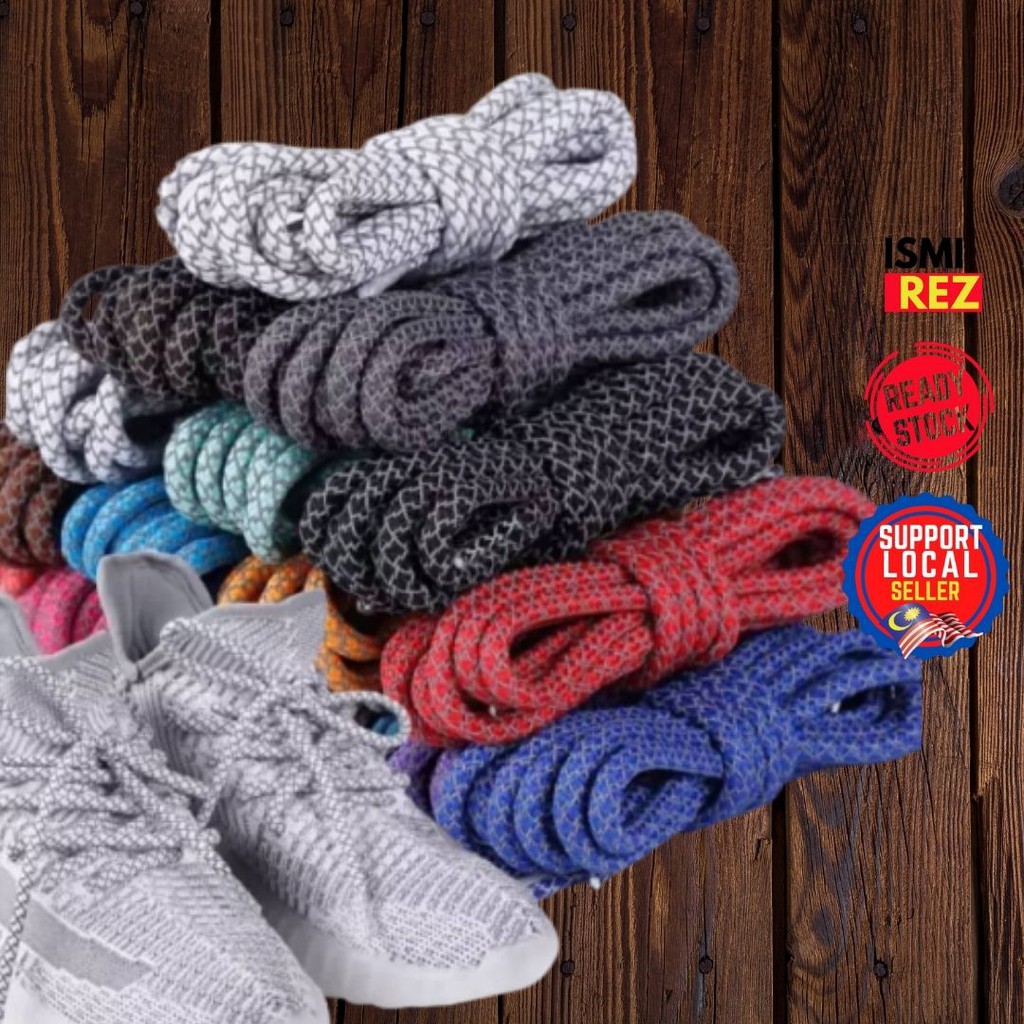 1 Pair 120cm Yeezy Reflective Round Shoe Laces Shoelaces Sneakers Sepasang Tali Kasut Shopee Malaysia