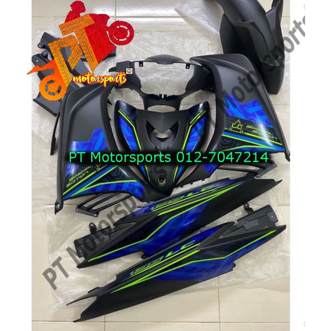 Yamaha Lc Cover Set Matt Black Black Kilat Sticker Blue V V V V V V Shopee Malaysia