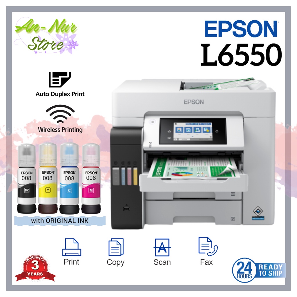 Epson Ecotank L6550 A4 Colour Wi Fi Duplex All In One Ink Tank Printer