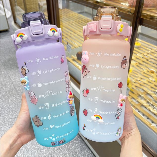 Vip 2l Pastel Motivational Water Bottle With Time Marker & Straw-bpa 