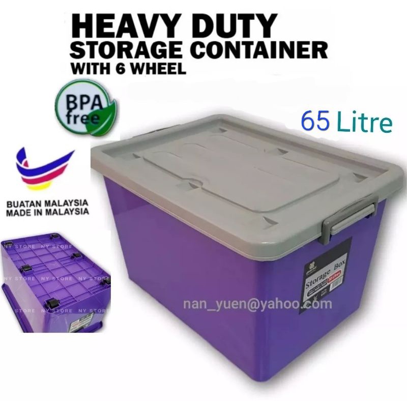 Storage Box Plastik 65 Litre Container Home Organizer with Wheels BPA ...