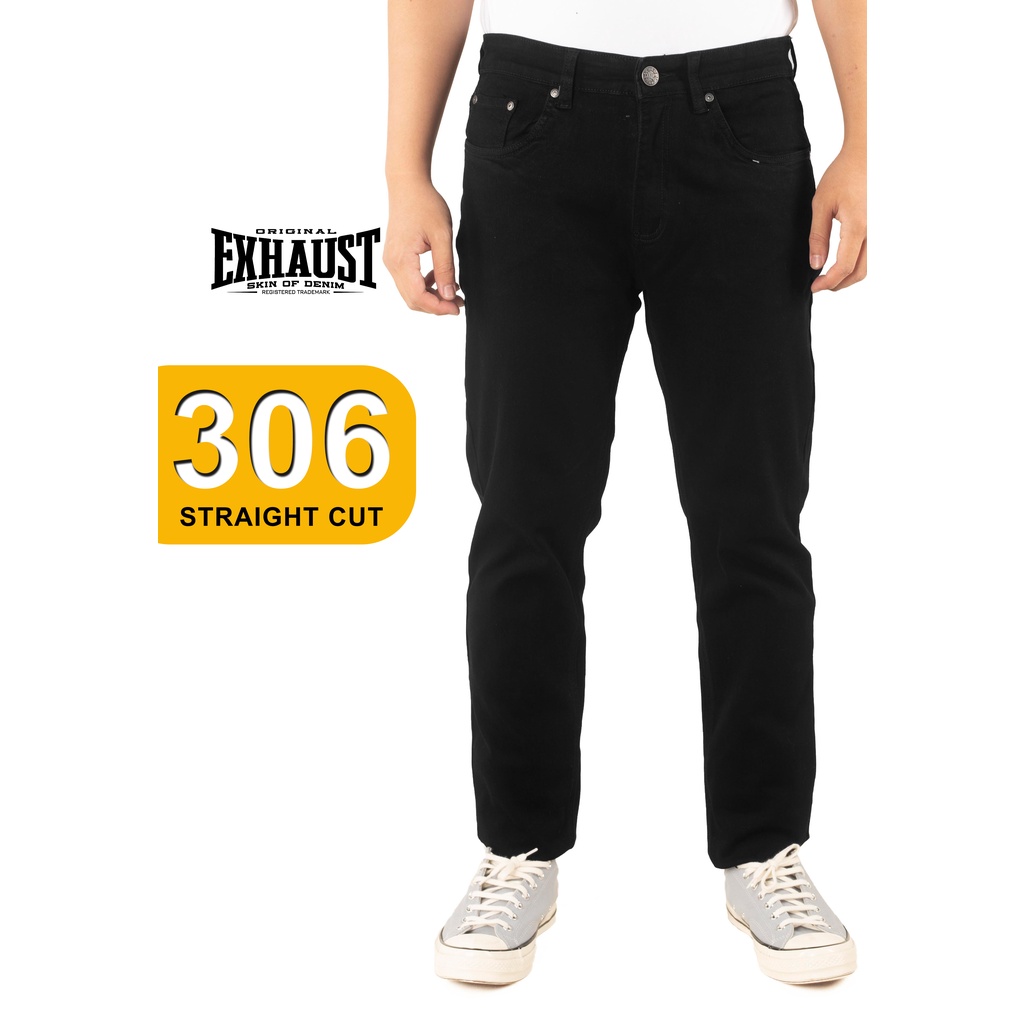EXHAUST Stretchable Jeans Long Pants [306 Straight Cut]Black 1229