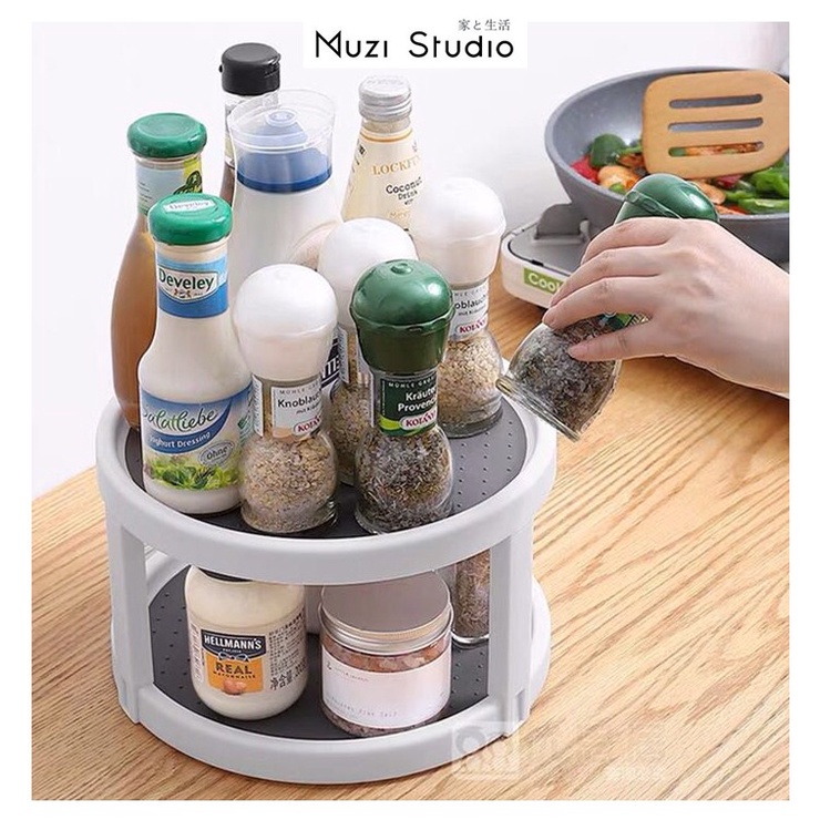【Muzi】Rotating Tray Rack Kitchen Spice Seasoning Storage 360° Rotate ...