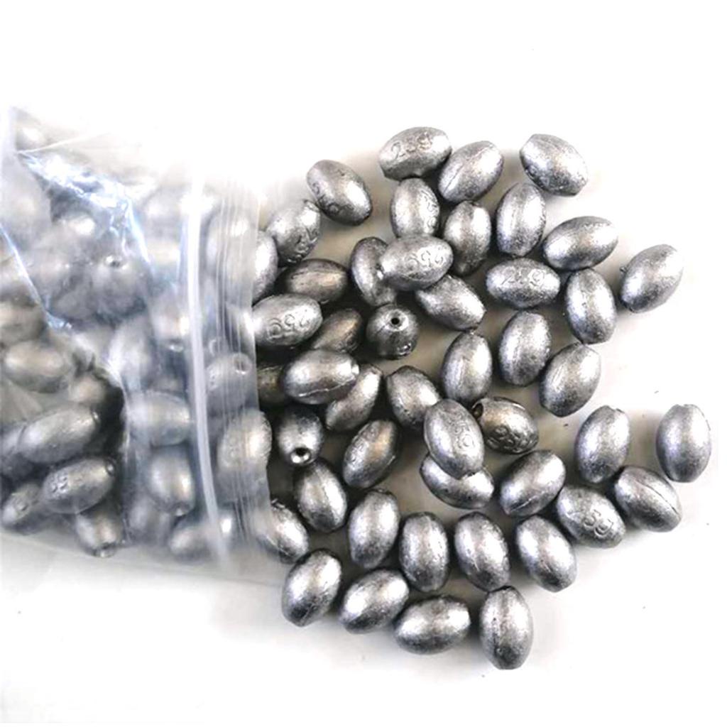 MBB 50 Pieces Fishing Sinkers Egg Olive Shape Lead Sinker Weights For Fishing Shopee Malaysia