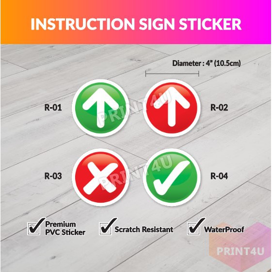 PRINT4U DIRECTION ARROW GUIDE & SAFETY DISTANCE INSTRUCTION SIGN ...