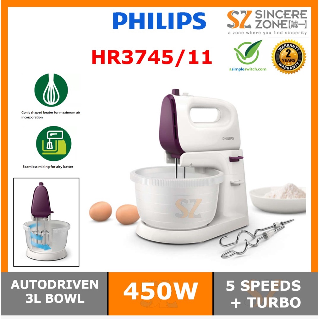 Philips HR3745/11 Viva Collection Stand Mixer with Bowl 5 Speeds