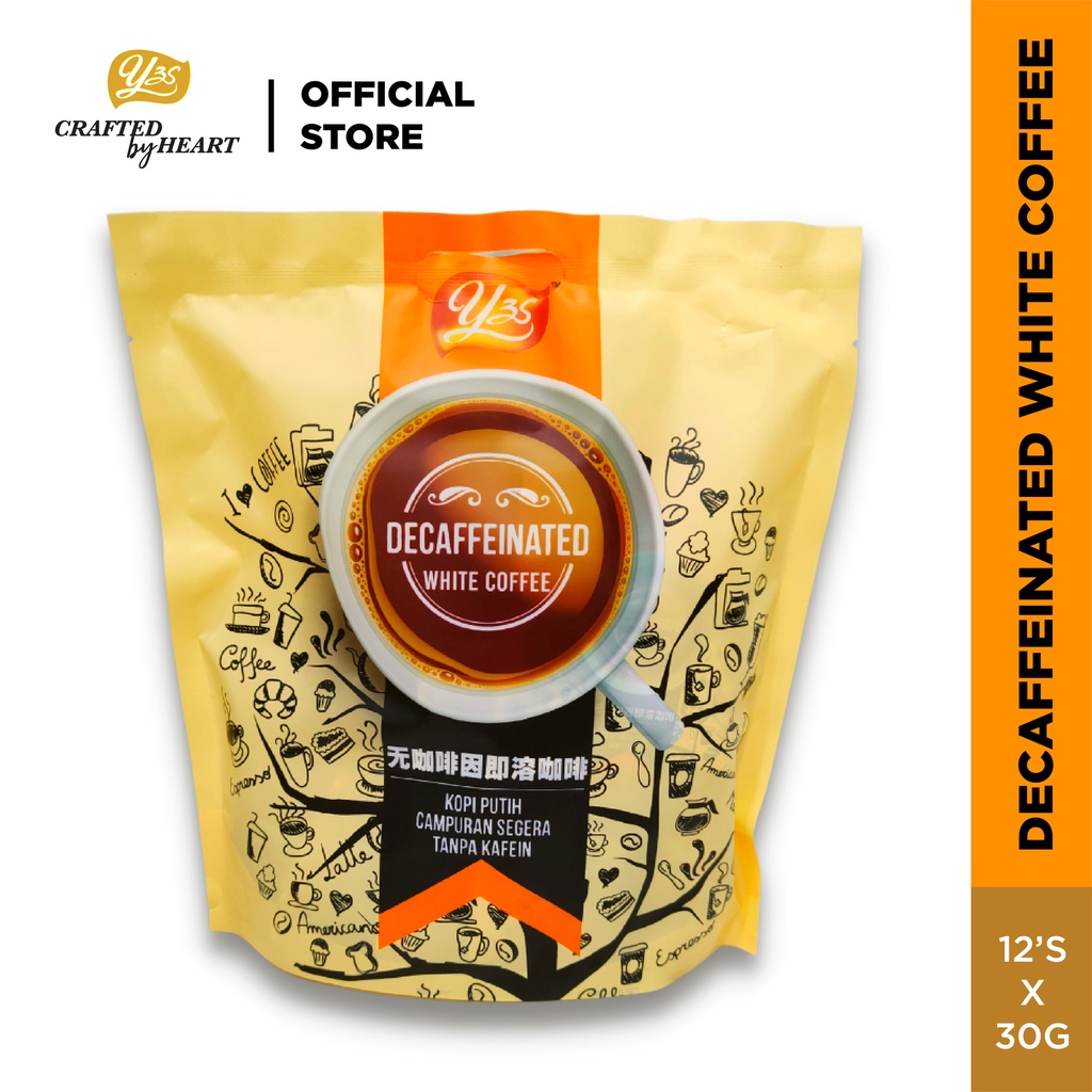 YZS DECAFFEINATED WHITE COFFEE (30g x 12 sachets) 3 in 1 Instant White