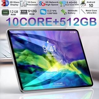 10.1 Inch Android 13 Tablet PC 12GB RAM 512GB ROM Dual SIM Camera GPS  5GWiFi Tab