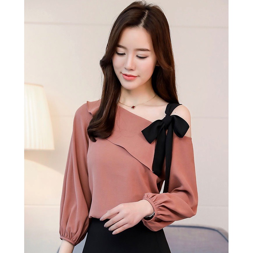 One sided discount off shoulder blouse