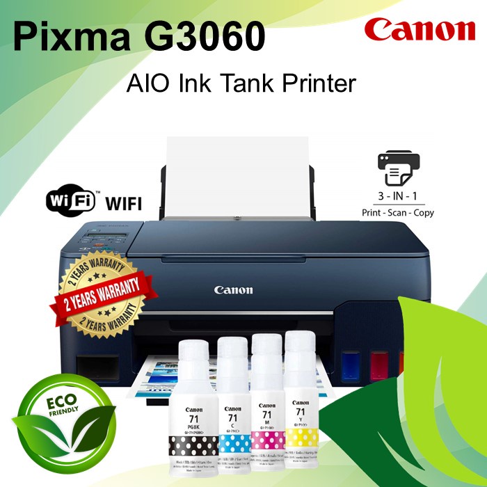 Canon PIXMA G3060 AllinOne Wireless Color Refillable Ink Tank Printer