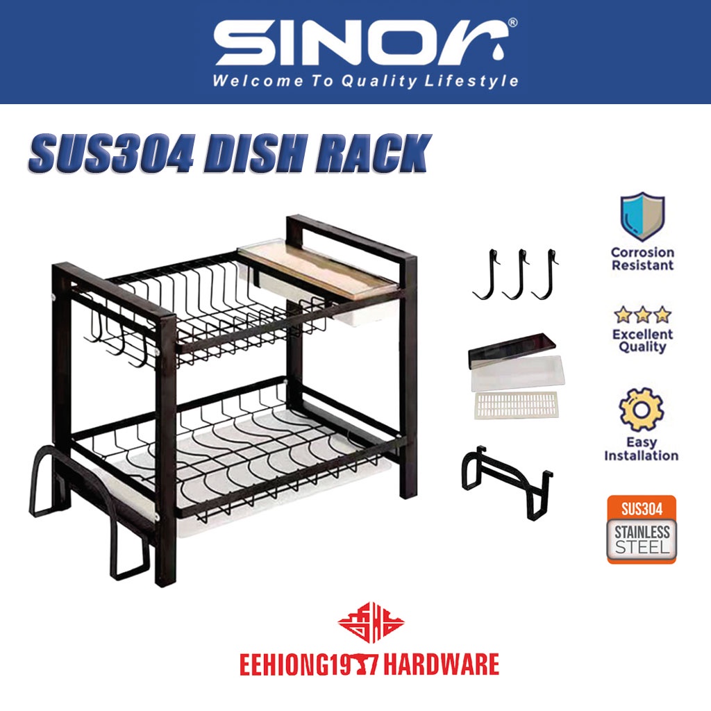 SINOR BF-510-B SUS304 Stainless Steel Dish Rack Premium Matte Black ...