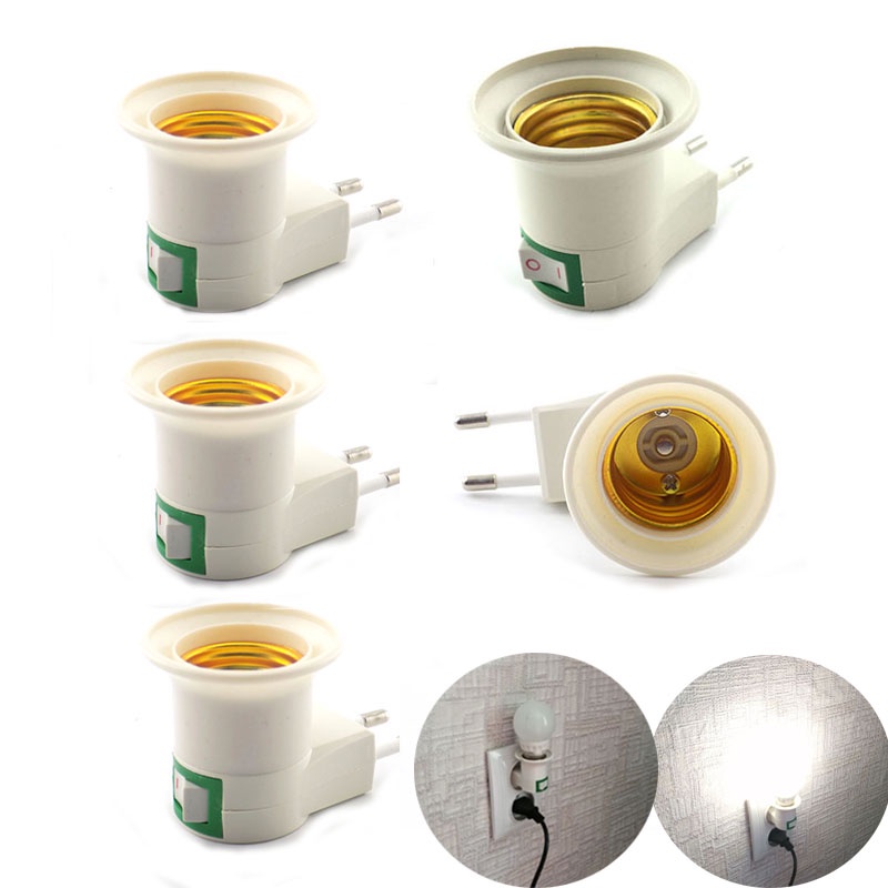 E27 EU Plug Adapter With Power On-Off Control Switch E27 Socket Lamp ...