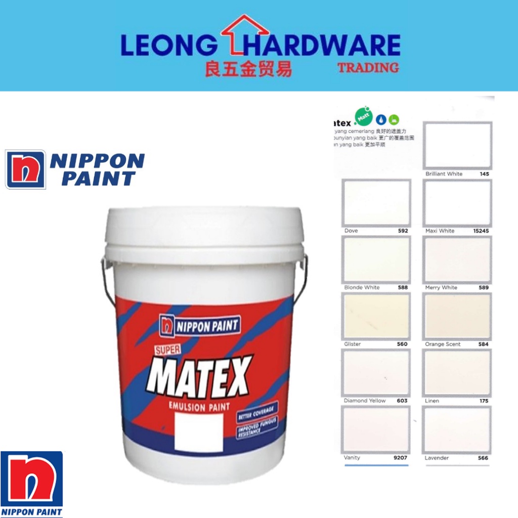 18Litre Nippon Paint Super Matex 9102 White Emulsion 18L (Cat Dinding ...