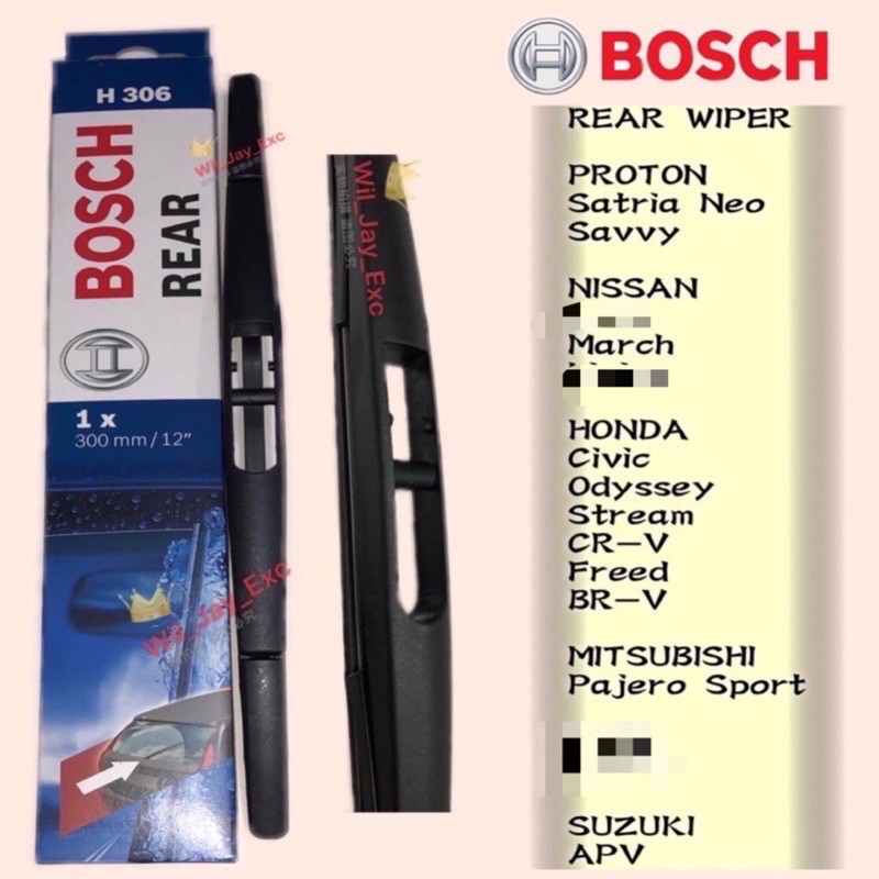 BOSCH H306 -12 REAR WIPER NISSAN MARCH,SATRIA NEO,SAVVY,CIVIC,ODYSSEY ...