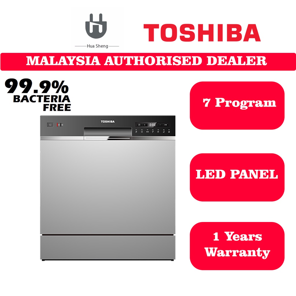 Toshiba Table Top Dishwasher With 7 Program Dish Washer (83 Pcs) DW08T1(S)MY Shopee Malaysia
