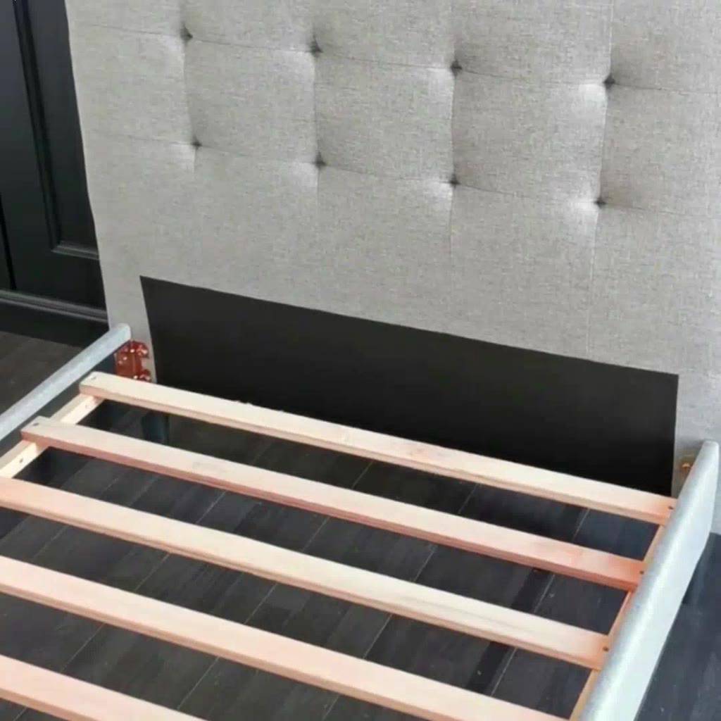 Best HENRY Fabric Single / Queen Bed Frame CF 9260-A (Grey / Dark Brown ...
