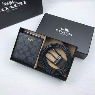 卐❣▽(Special hot sale)COACH belt + wallet combination men's multi-card gift  box set