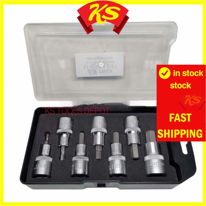 SB Tools 1/2"DR 7Pcs Hex Bit Socket Set H4H12 Shopee Malaysia