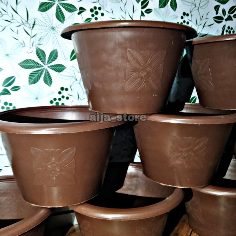 NewStock💯 PASU BUNGA PLASTIK COKLAT / PASU BUNGA / PLANT POT