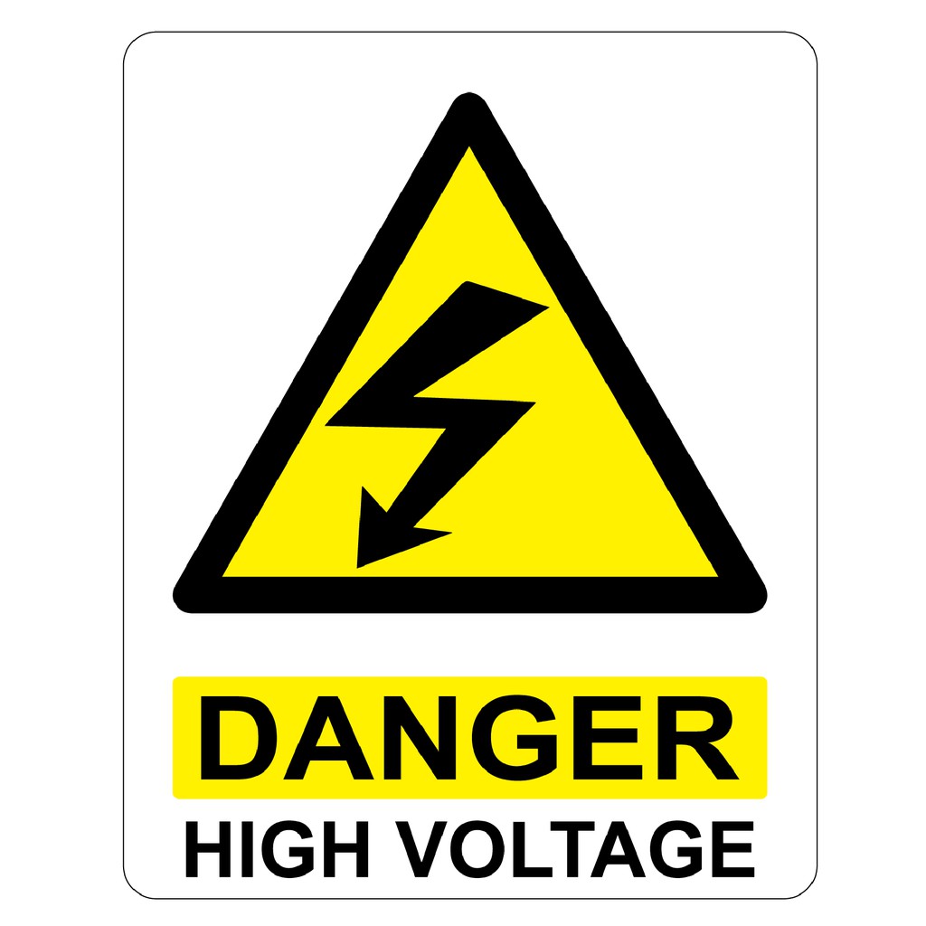 DANGER HIGH VOLTAGE SIGN STICKER 105X131MM, 140X175MM, 175X218MM ...