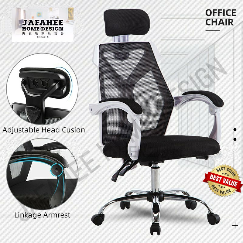 JHD High Back Office Chair with Ergonomic Chrome Leg Kerusi Pejabat(NO ...