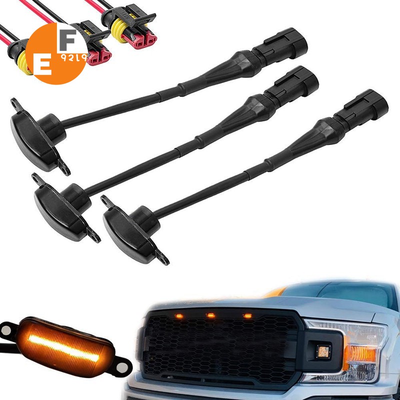 Amber LED Grille Lights 3-Pack For Ford F150 & Ram 1500 Raptor Style ...