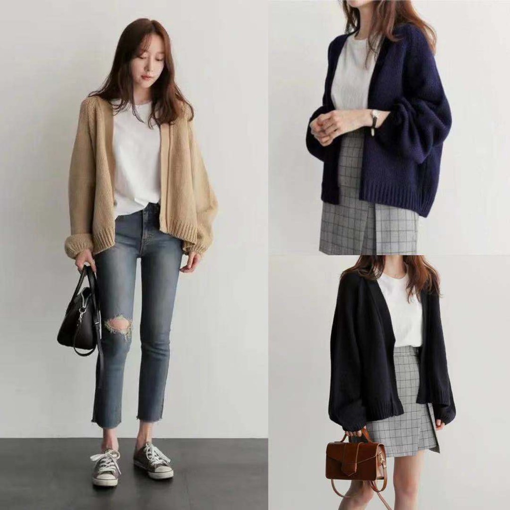 Special Price 🍬Long Sleeve cardigans🍬Ready Stock Plus Size Korean Loose Long Sleeve Cardigan