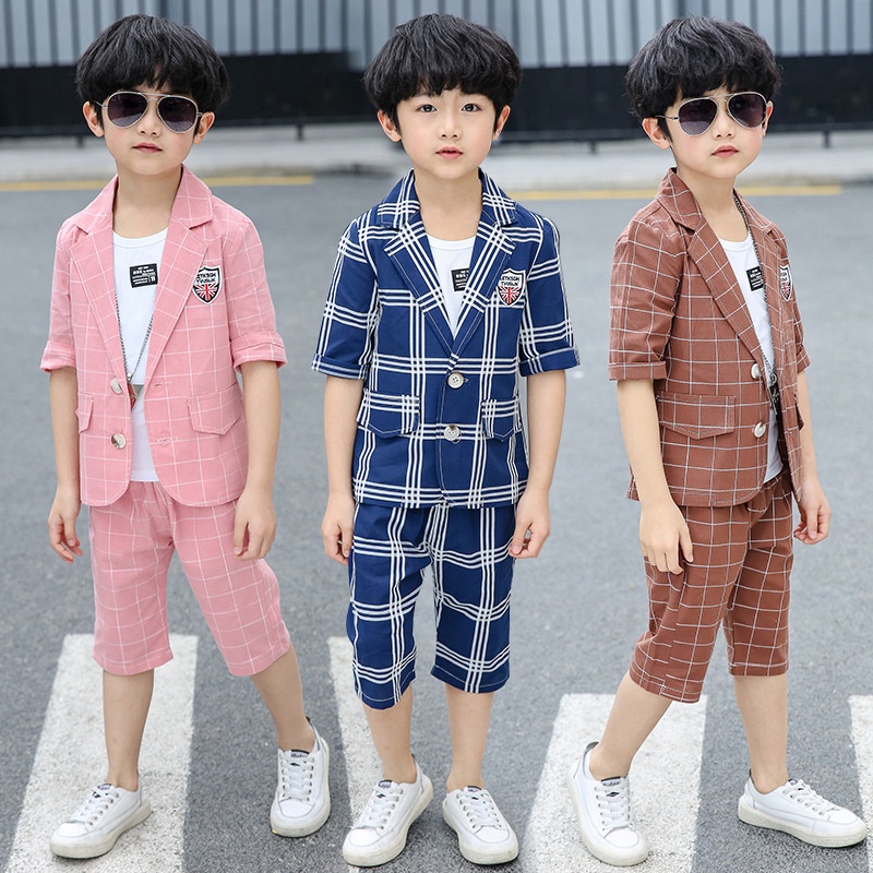 Boys Pinstripe Suit Set - Royal Blue/White Formal Vest And Pants Outfit Size 6