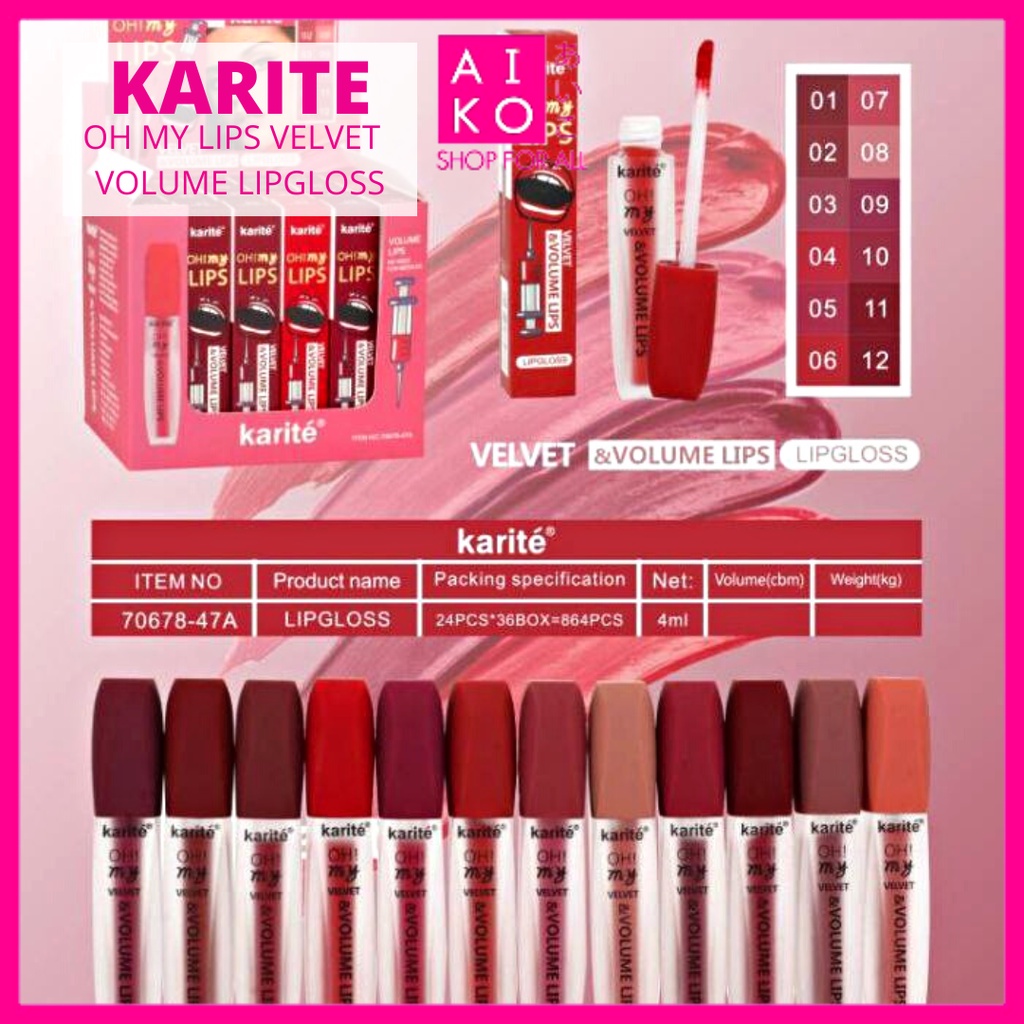 Aiko Karite Oh My Lips Velvet And Volume Lipgloss 4ml Shopee Malaysia