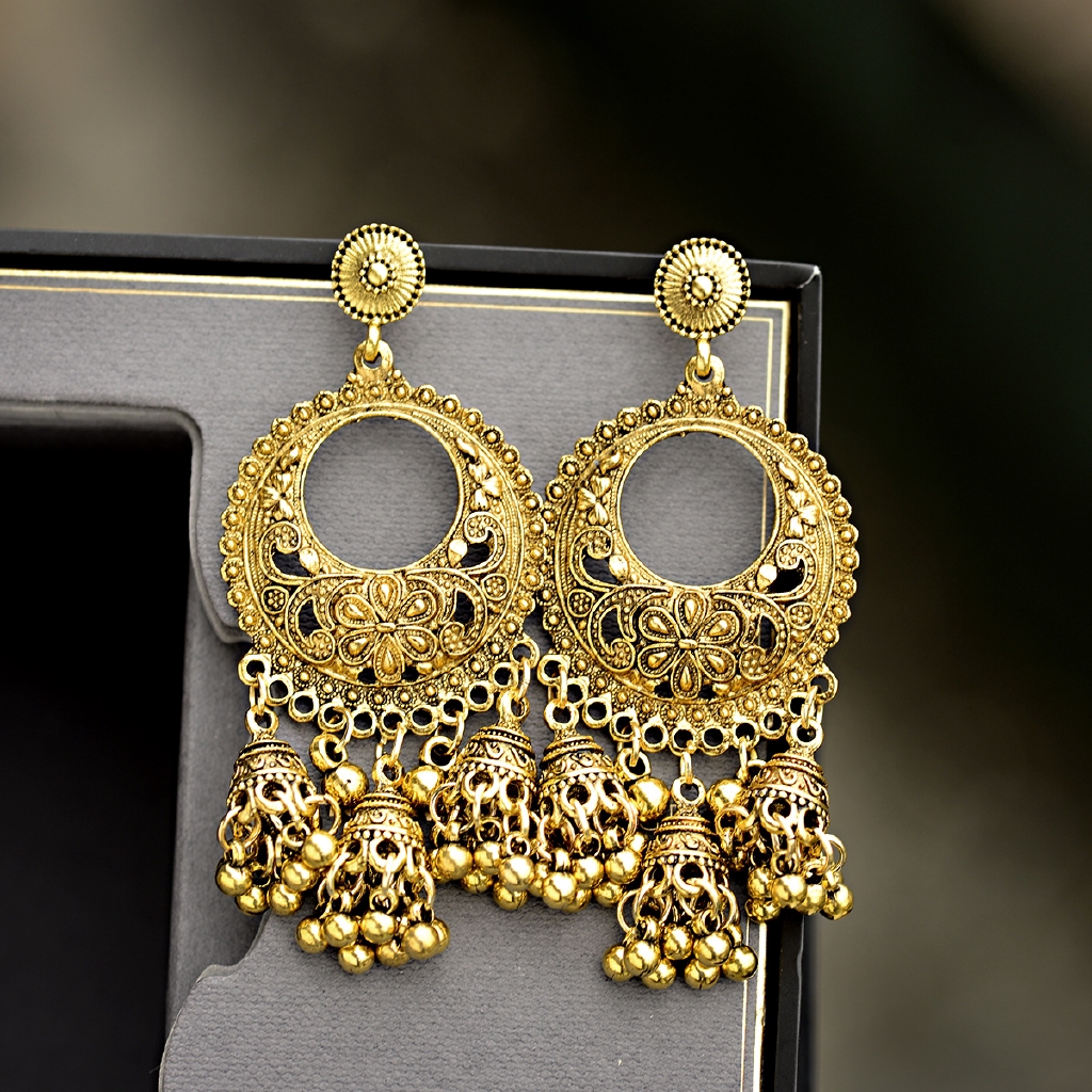 2019 Silver Round Egypt Vintage Jhumka Bells Tassel Earrings For Women Flower Classic Turkish Tribal Gypsy Indian Shopee Malaysia