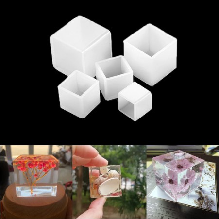 Six kinds of square silica gel mold and square resin cube are used for ...