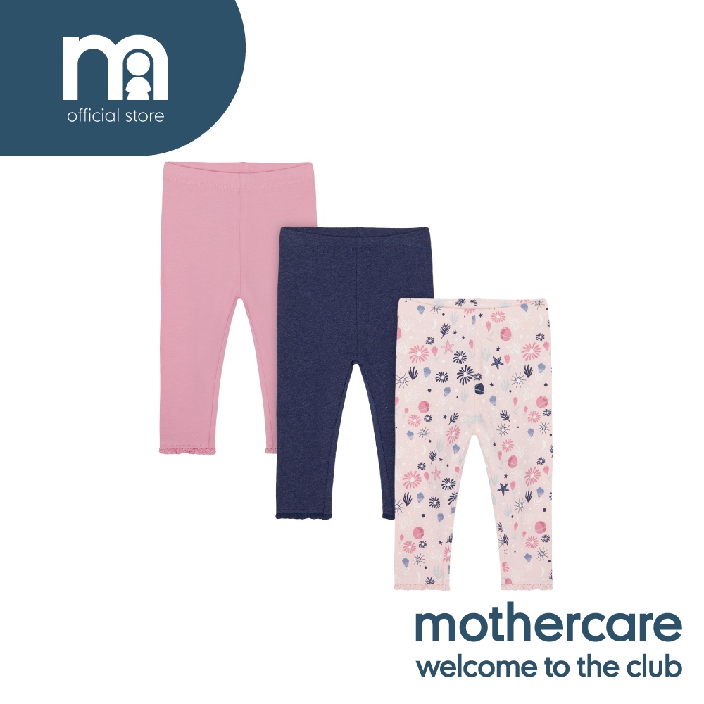 Mothercare Baby Girl Bottom Floral, Pink And Blue Leggings 3 Pack (1