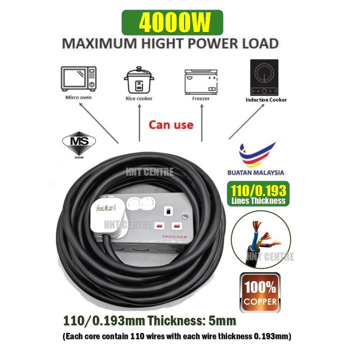 Heavy Duty Metal Clad Extension Trailing Socket Extension Wire 2 gang