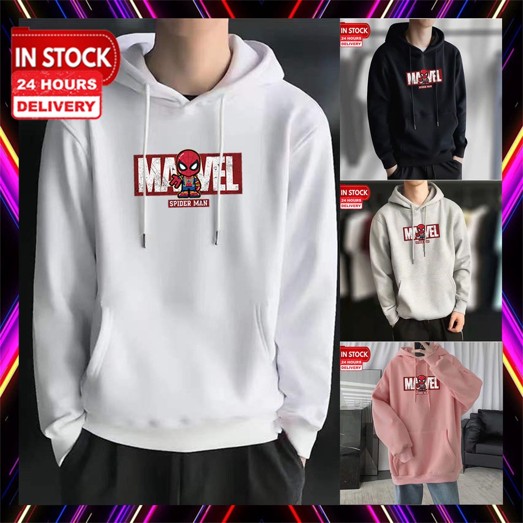 Ready Stock Hoodie Spider Man Unisex Long Sleeve Hoodie Man Hoodie Women Baju Hoodie Perempuan Baju Hoodie Lelaki