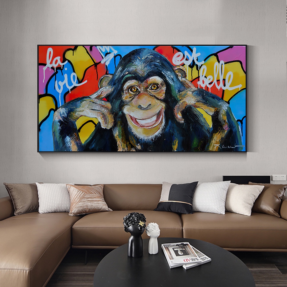 Color Street Graffiti Art Oil Painting, Smile Monkey Poster and Printer ...