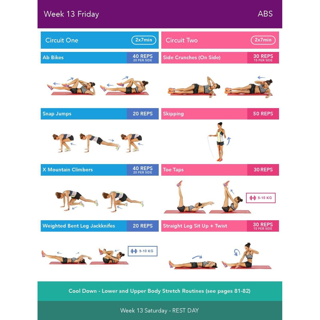 KAYLA ITSINES BIKINI BODY GUIDE BBG 2.0 PDF WEEK 13 24 Exercise Training Plan