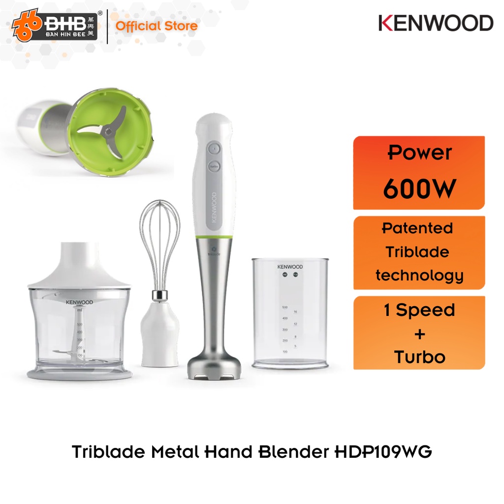 Kenwood Triblade HDP109WG Hand Blender 600W Turbo Function (Blend
