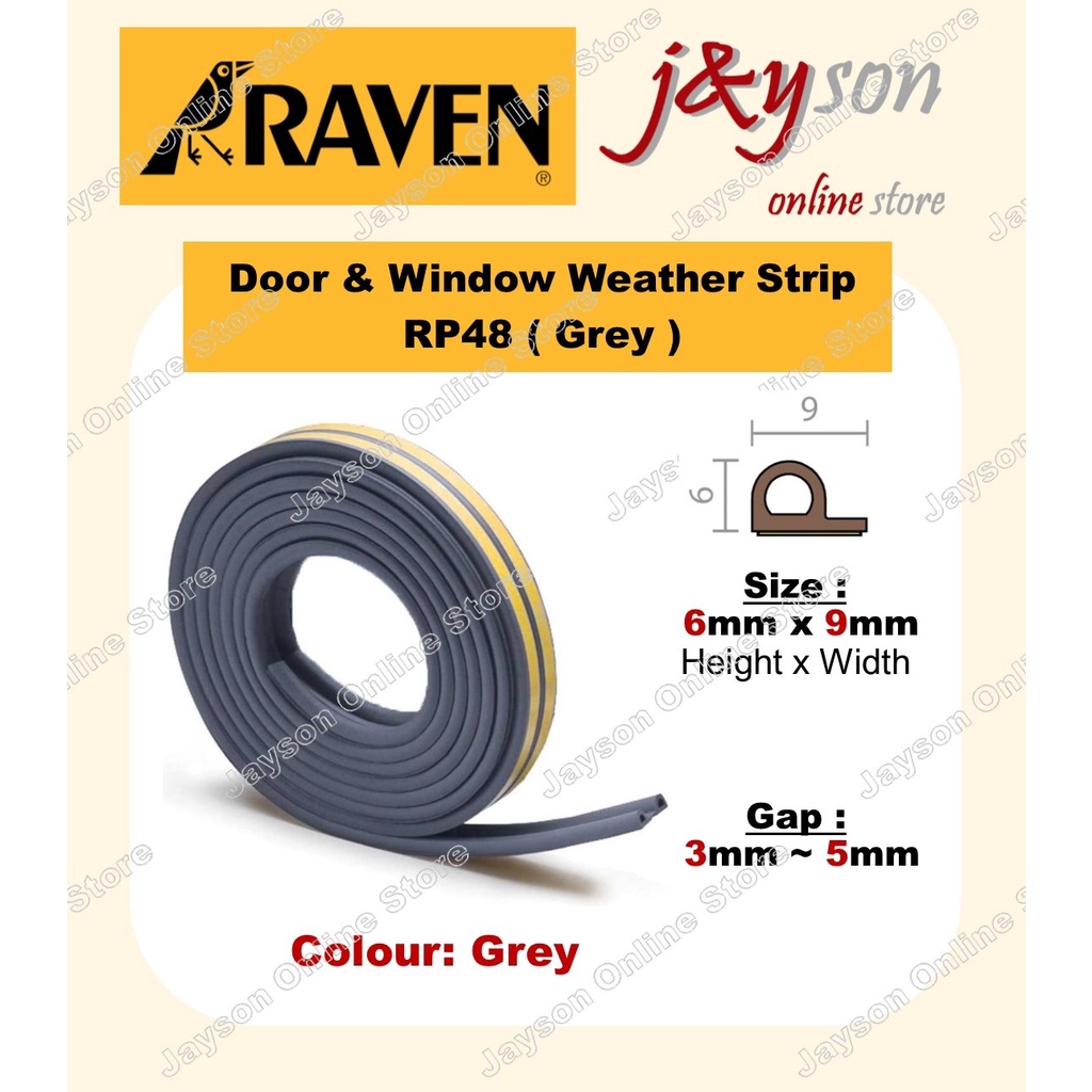 RAVEN RP48 Door & Window Weather Strip EDPM Rubber ( For Gap 3mm to 5mm ...