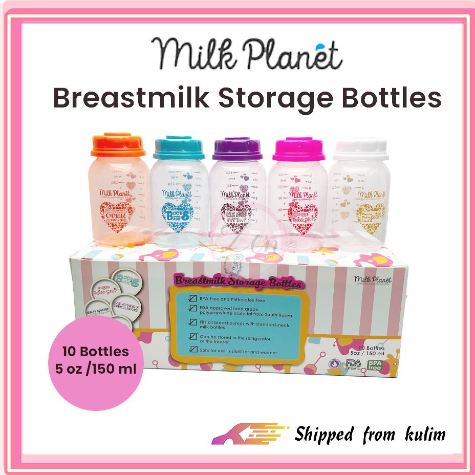 10 Bottles Milk Planet 5oz 150ml Standard Neck Breastmilk Breast Milk ...